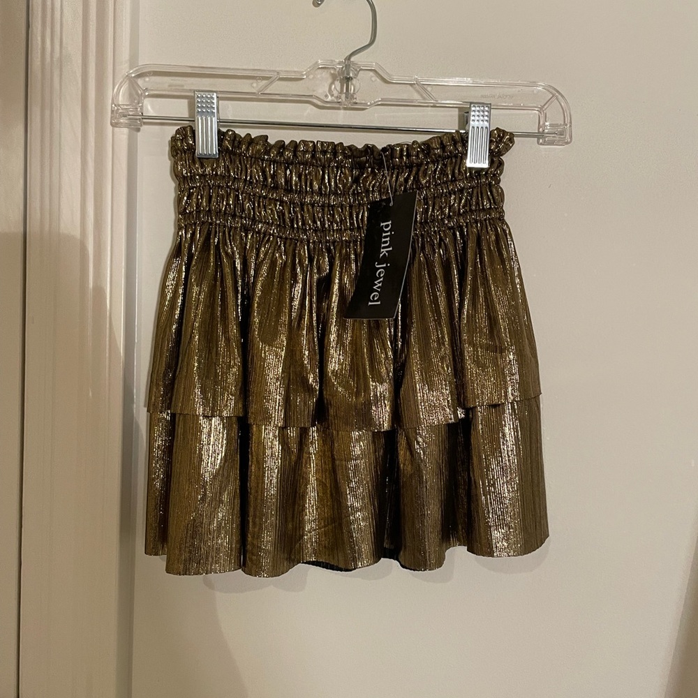 Pink jewel ruffle skirt